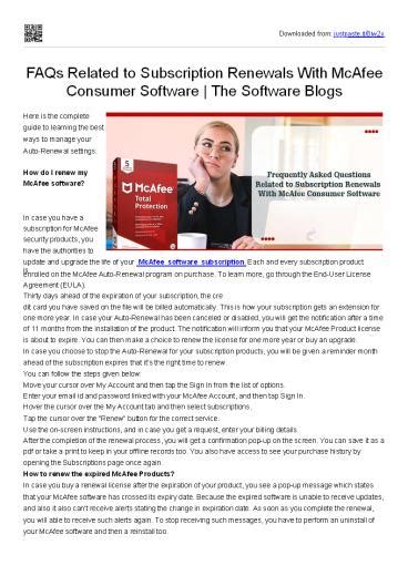 FAQs for subscription renewals with McAfee software.